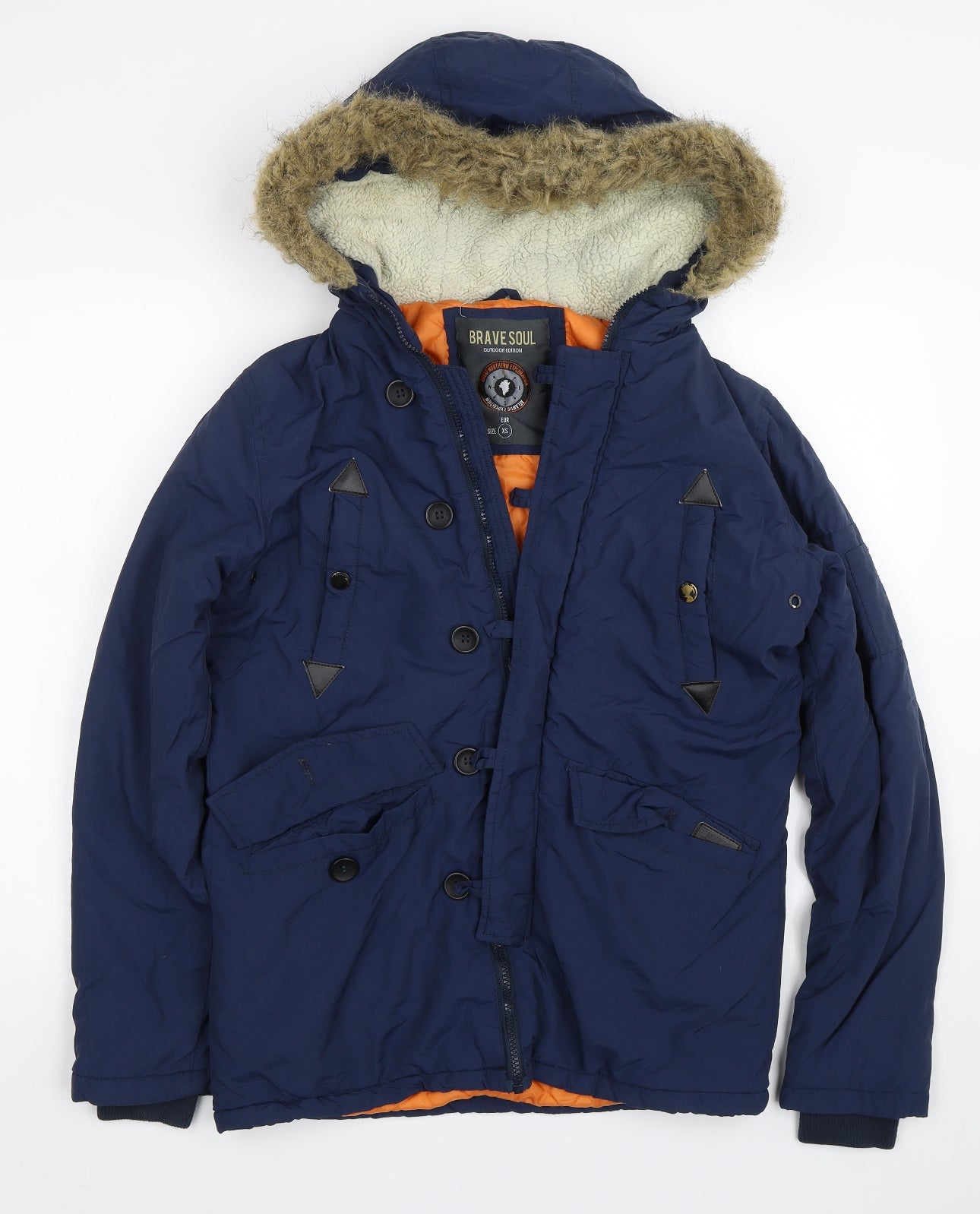 Brave Soul Mens Blue   Parka Coat Size XS