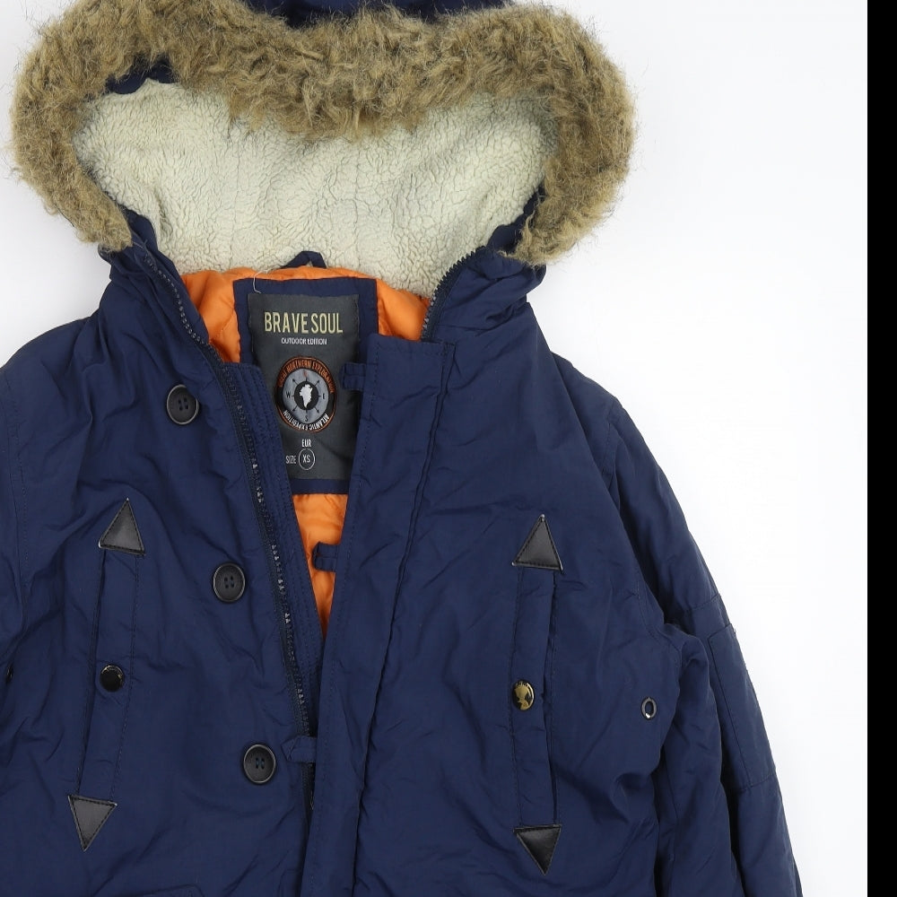 Brave Soul Mens Blue   Parka Coat Size XS