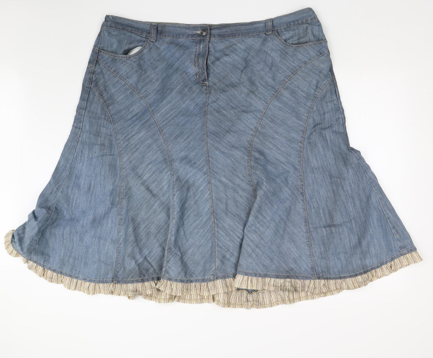 Union Blues Womens Blue  Denim Flare Skirt Size 26