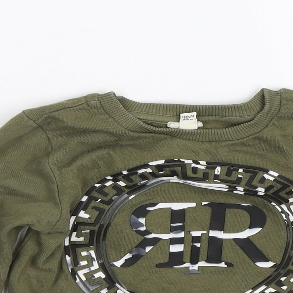 River Island Boys Green   Pullover Sweatshirt Size 2-3 Years