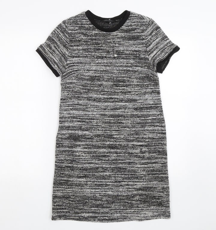 New Look Womens Grey Striped T-Shirt Dress Size 6