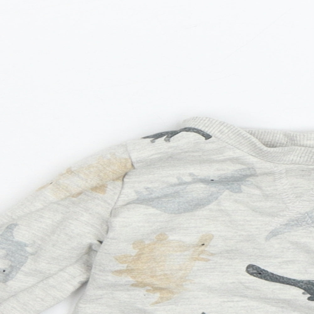TU Boys Grey   Pullover Jumper Size 0-3 Months  - Dinosaurs