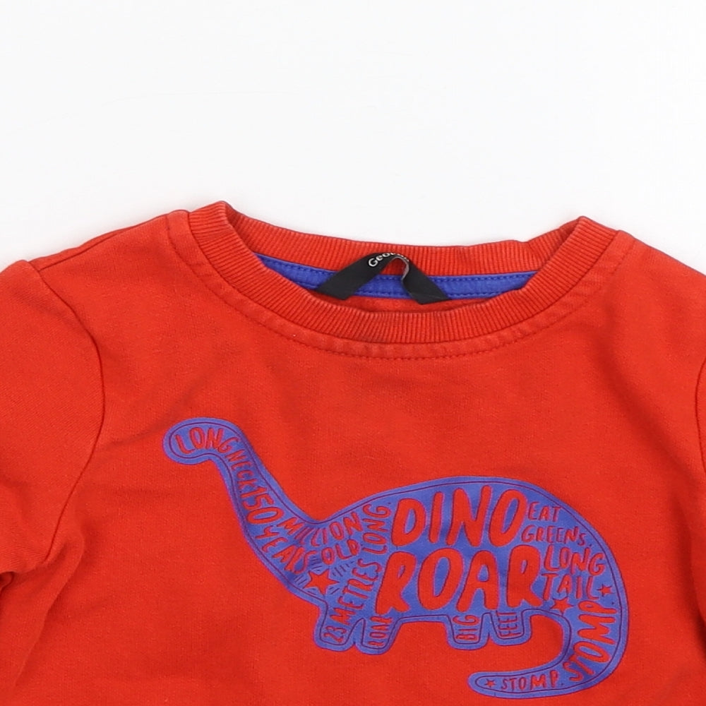 George Baby Red   Pullover Jumper Size 12-18 Months  - Dinosaur