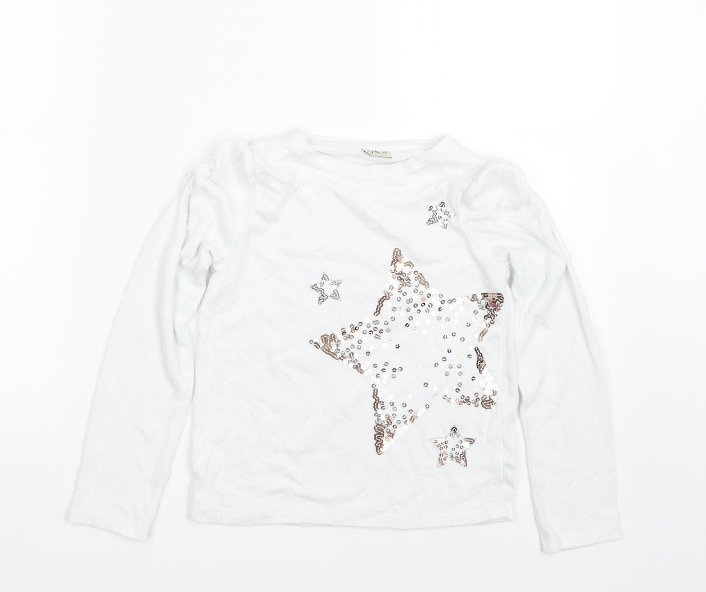 F&F Girls White   Pullover Jumper Size 7-8 Years  - Stars