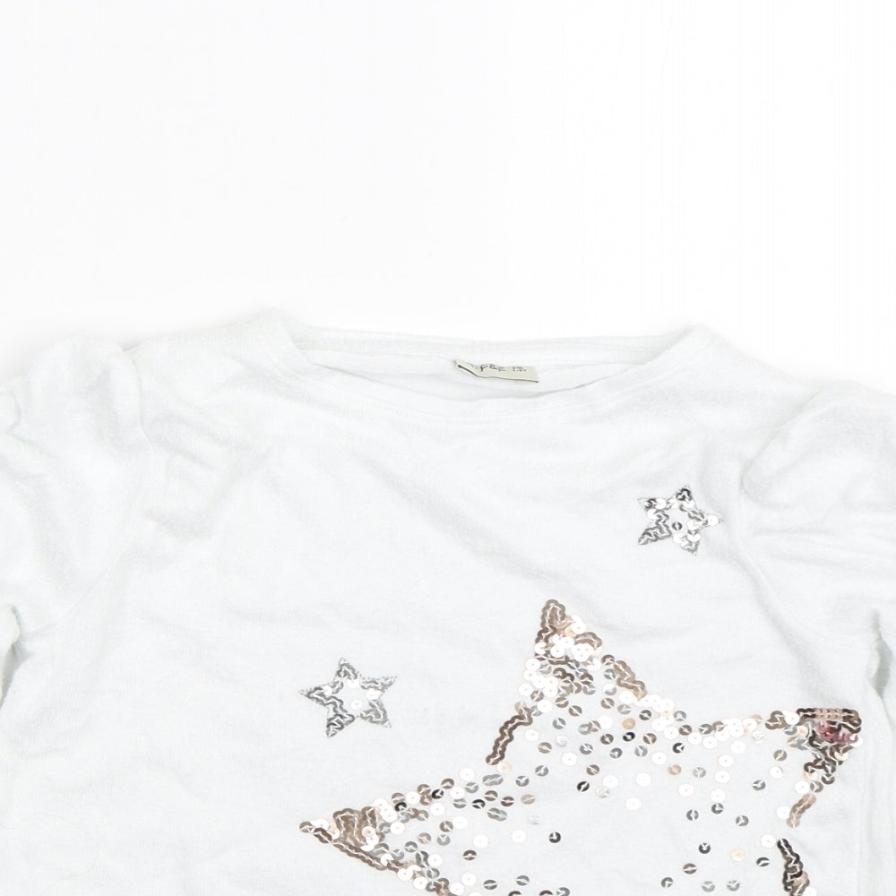 F&F Girls White   Pullover Jumper Size 7-8 Years  - Stars