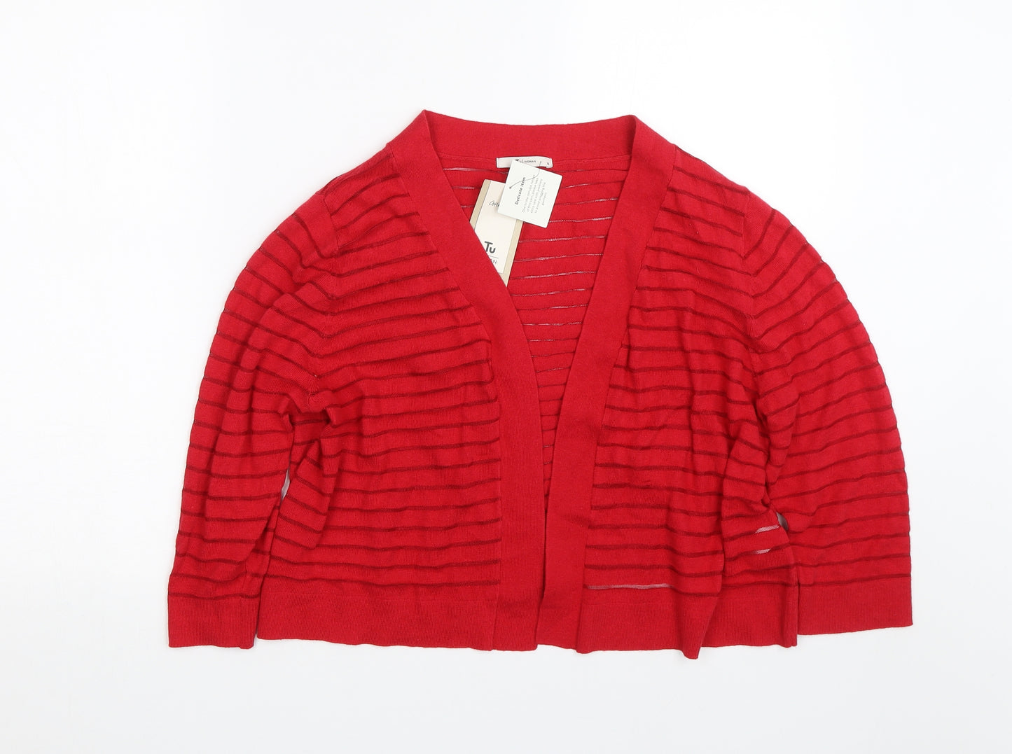 TU Womens Red Striped  Cape Jumper Size 16