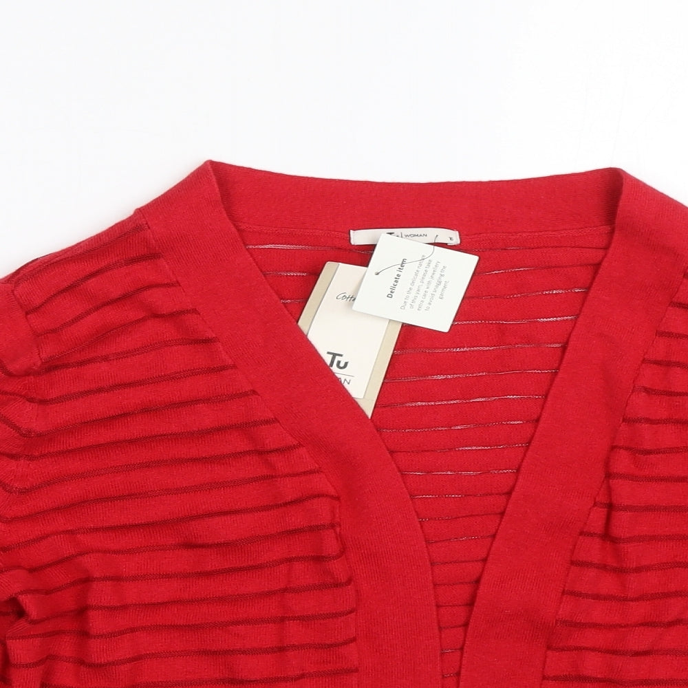 TU Womens Red Striped  Cape Jumper Size 16