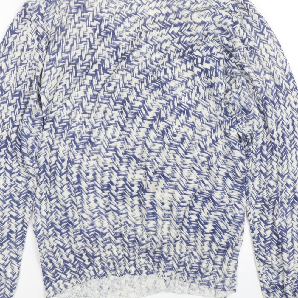Monsoon Womens Blue Herringbone  Cardigan Jumper Size L