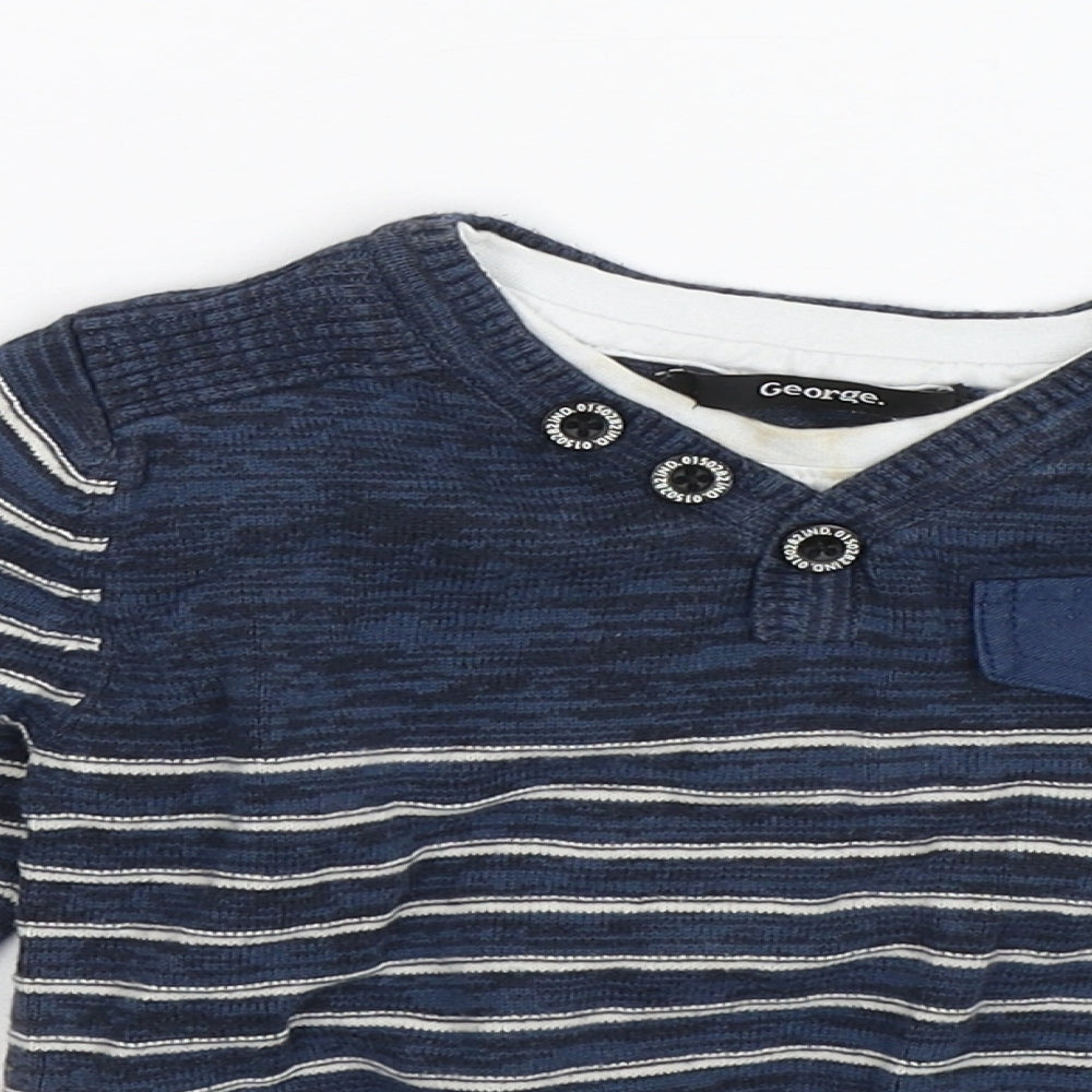 George Boys Blue Striped  Pullover Jumper Size 12-18 Months