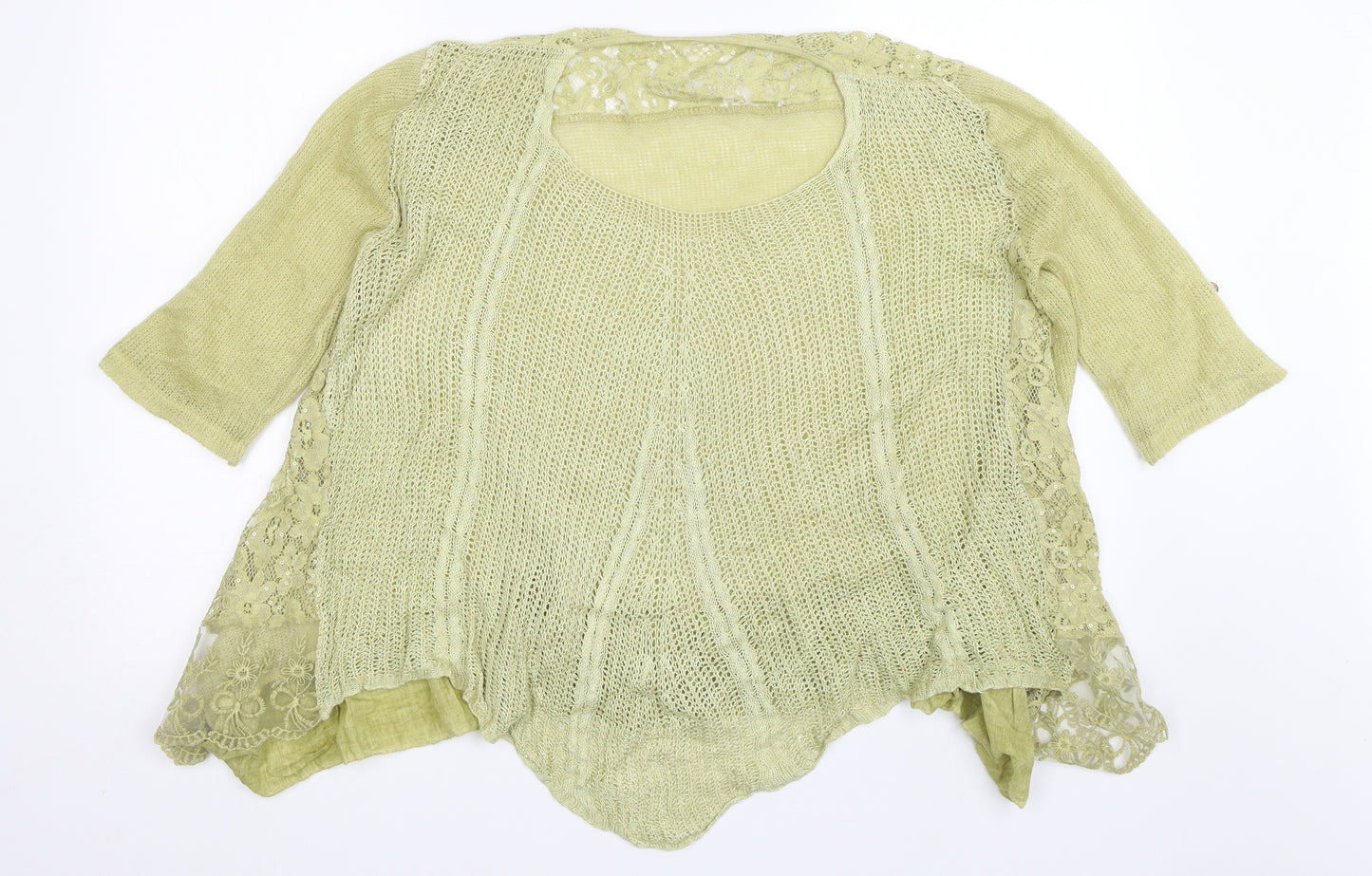 Preworn Womens Green Floral  Pullover Jumper Size M