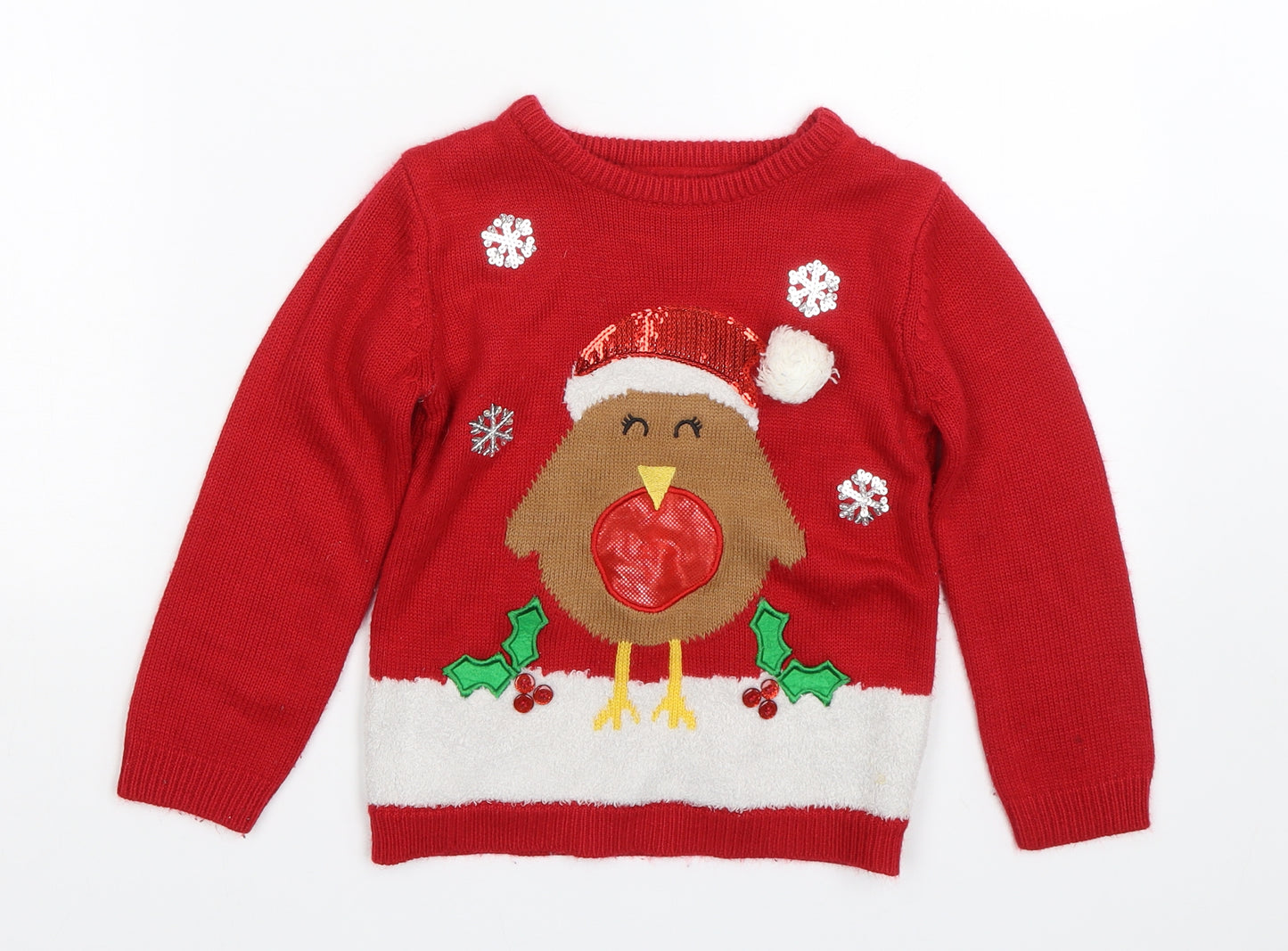 Primark Girls Red   Pullover Sweatshirt Size 6-7 Years  - Christmas