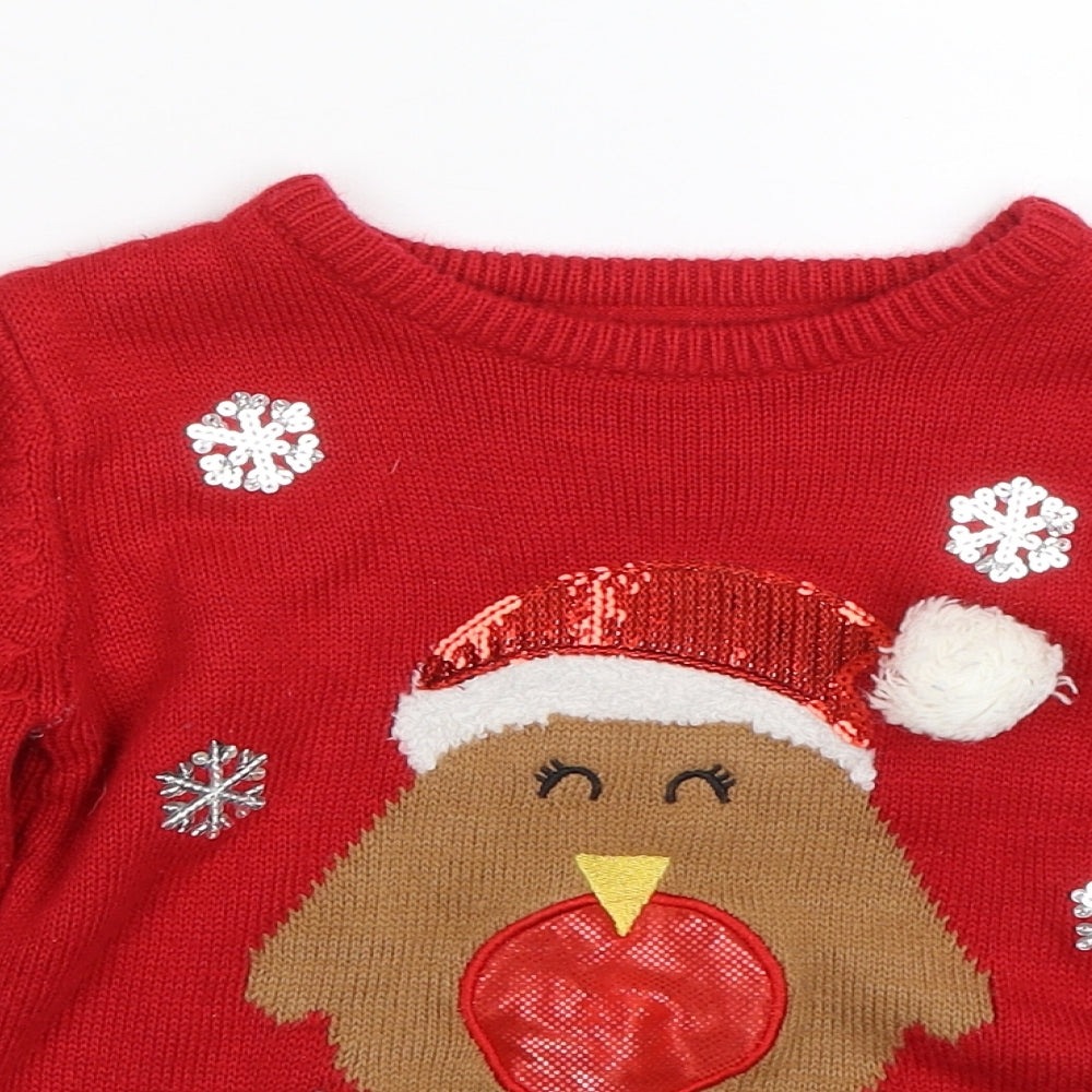 Primark Girls Red   Pullover Sweatshirt Size 6-7 Years  - Christmas