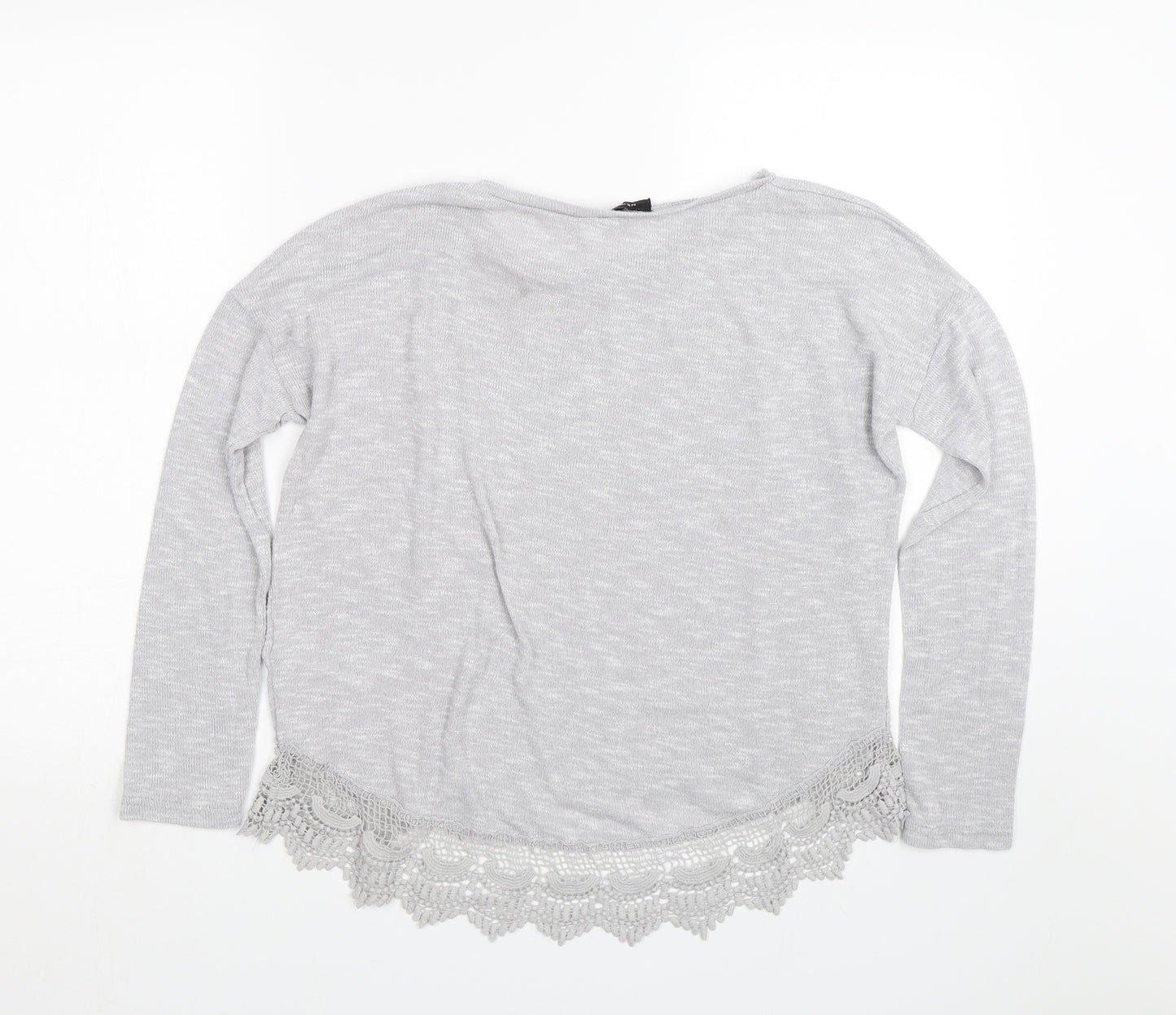 New Look Womens Grey Floral  Basic T-Shirt Size 12