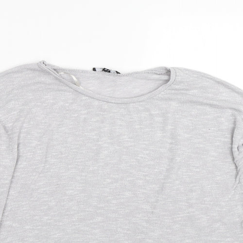 New Look Womens Grey Floral  Basic T-Shirt Size 12