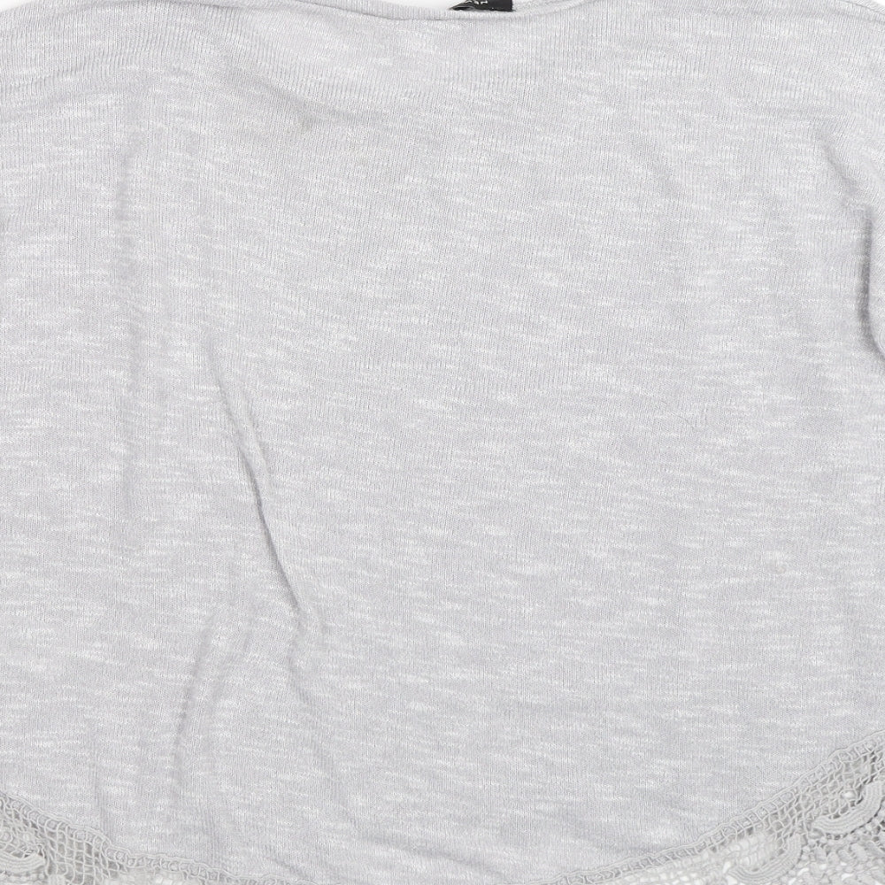 New Look Womens Grey Floral  Basic T-Shirt Size 12