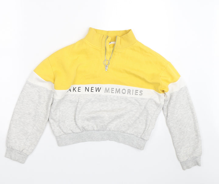 H&M Girls Yellow Striped  Pullover Sweatshirt Size 10-11 Years