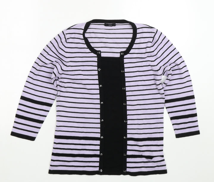 M&Co Womens Purple Striped Pullover Jumper Size 12