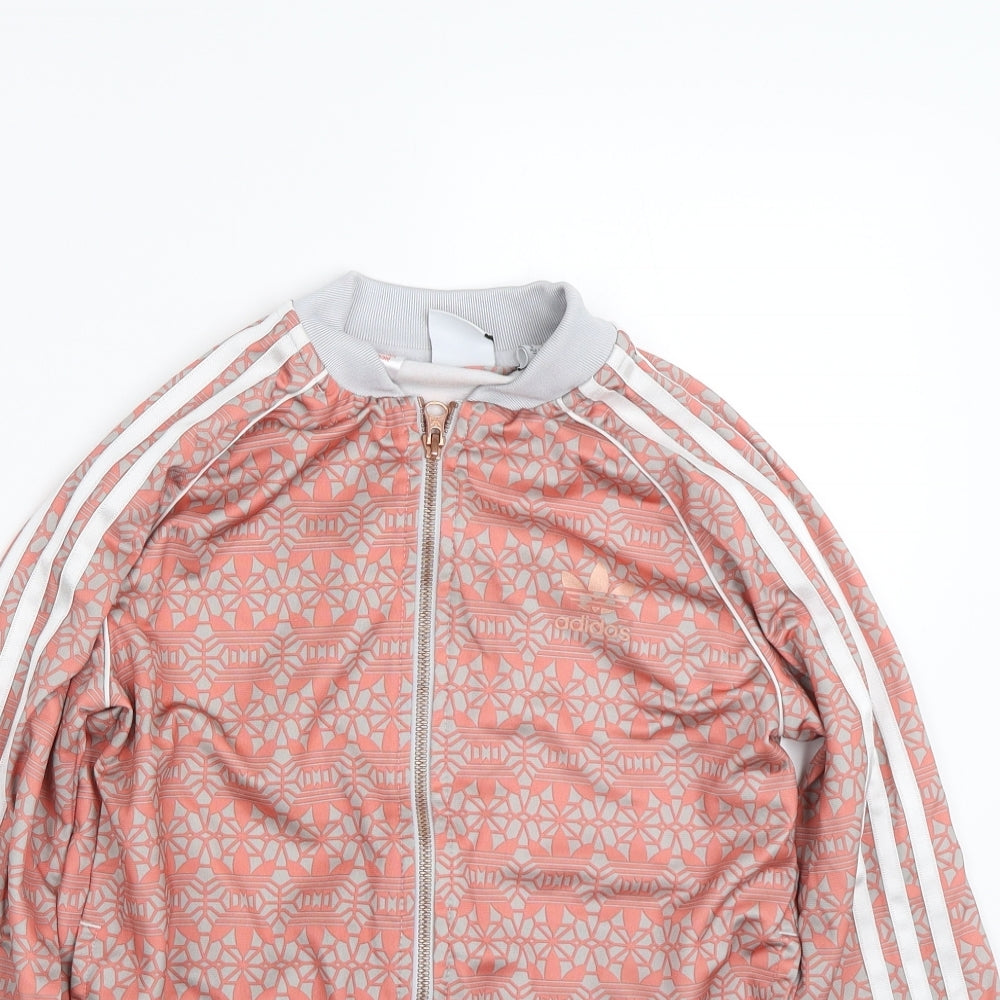 adidas Girls Pink Geometric  Jacket  Size 11-12 Years
