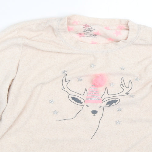 Primark Womens Beige   Top Pyjama Top Size XS  - Reindeer