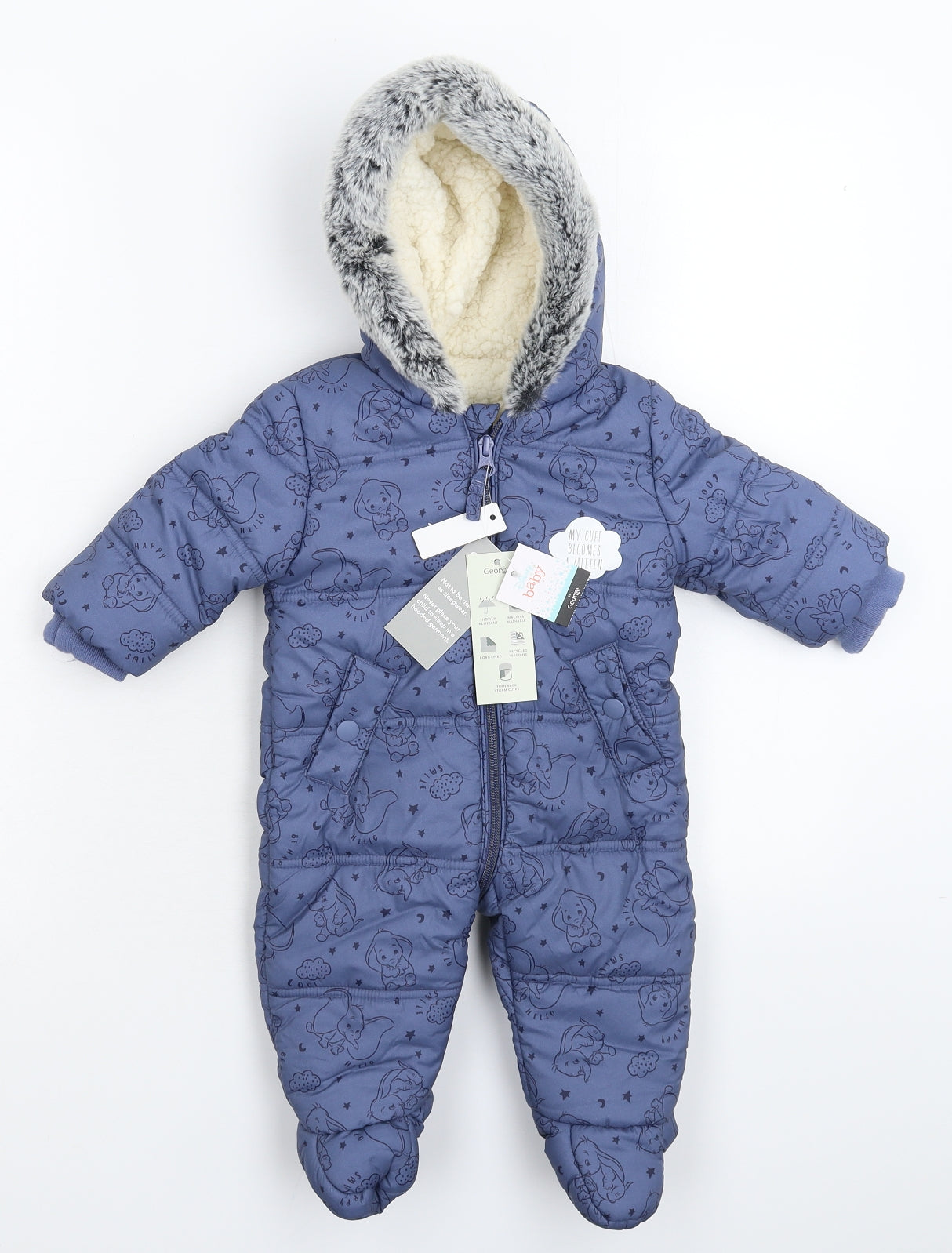 George Baby Blue Geometric  Coverall One-Piece Size 3-6 Months