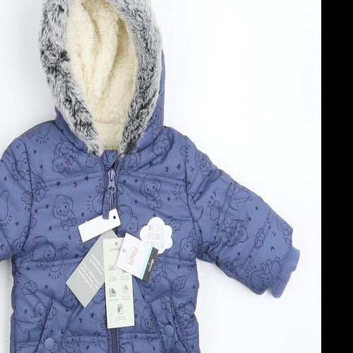 George Baby Blue Geometric  Coverall One-Piece Size 3-6 Months