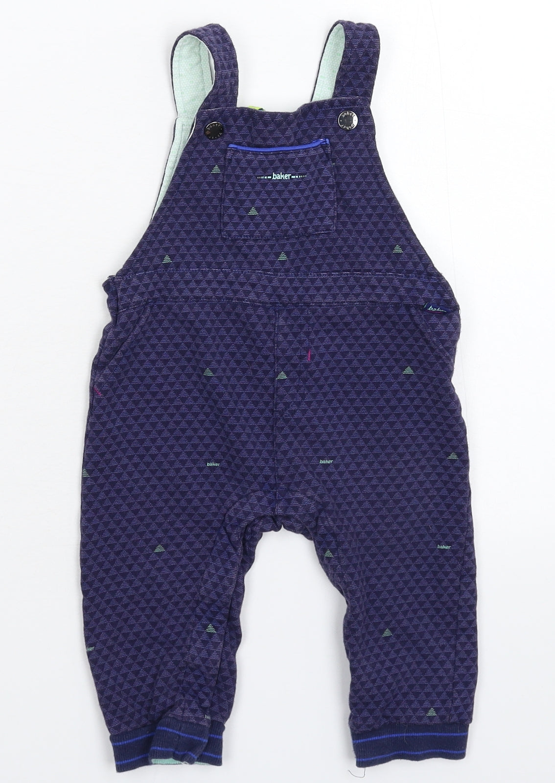 Ted Baker Baby Blue Geometric  Dungaree One-Piece Size 12-18 Months
