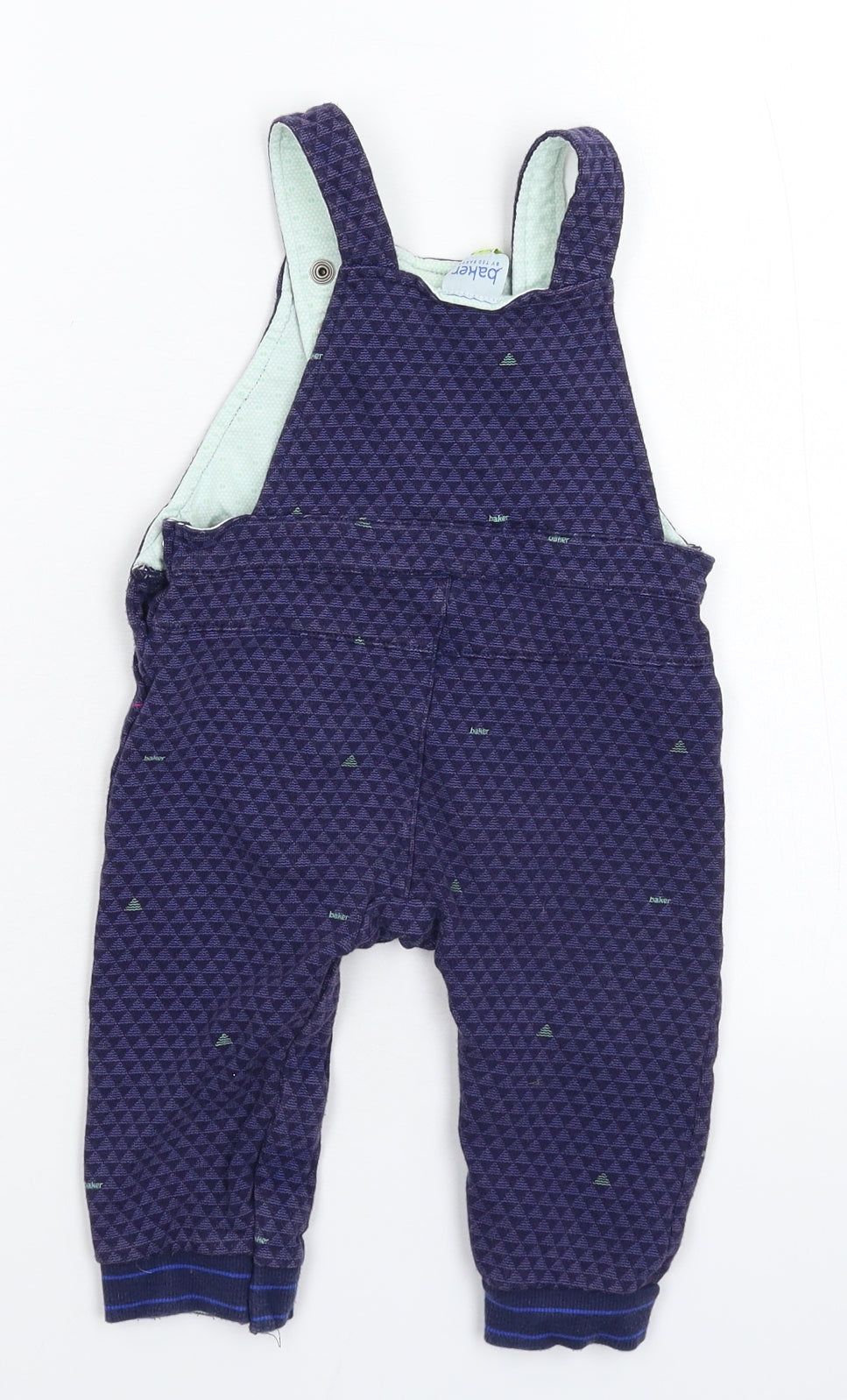 Ted Baker Baby Blue Geometric  Dungaree One-Piece Size 12-18 Months