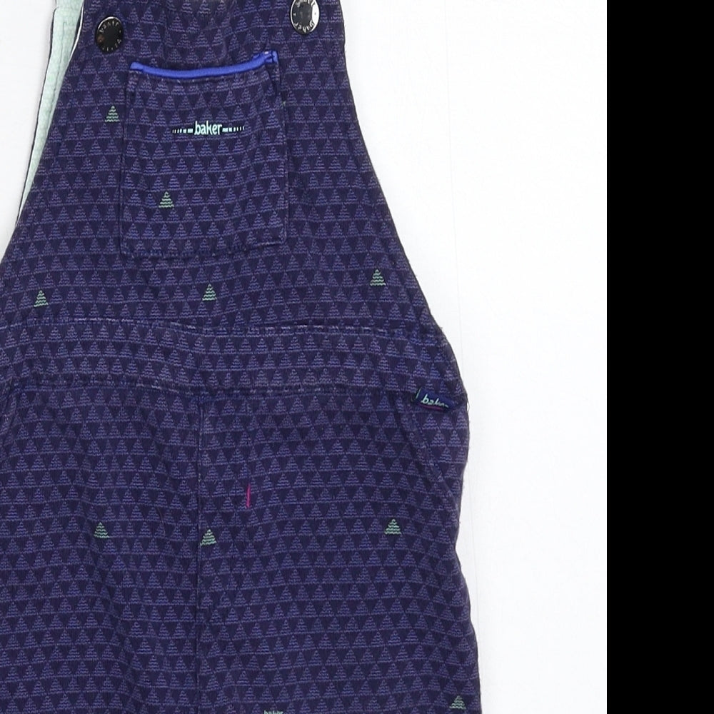 Ted Baker Baby Blue Geometric  Dungaree One-Piece Size 12-18 Months