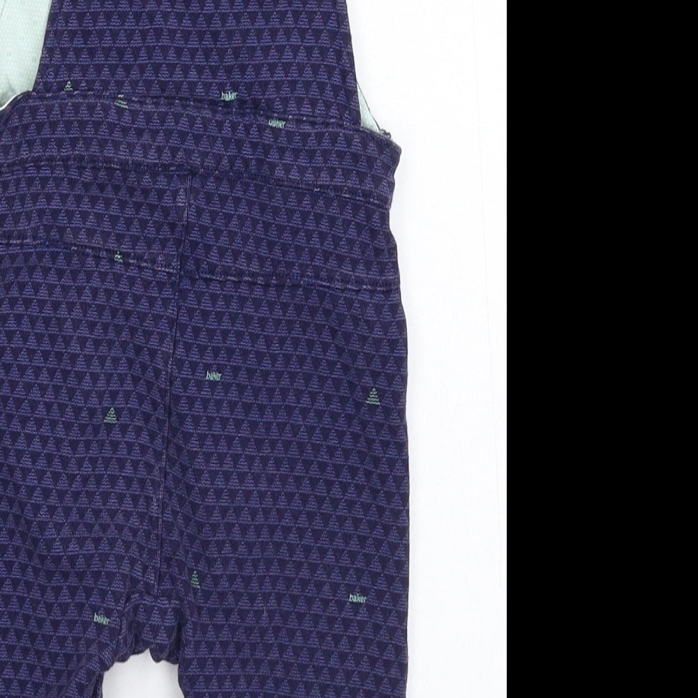 Ted Baker Baby Blue Geometric  Dungaree One-Piece Size 12-18 Months