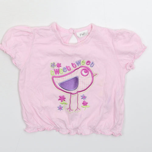 F&F Girls Pink   Basic T-Shirt Size 12-18 Months