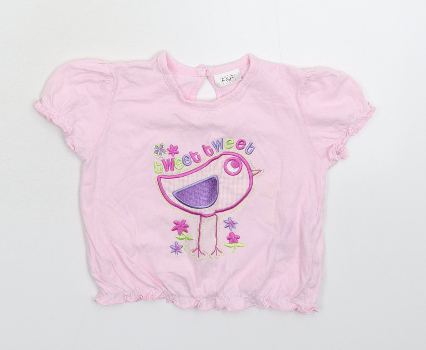 F&F Girls Pink   Basic T-Shirt Size 12-18 Months