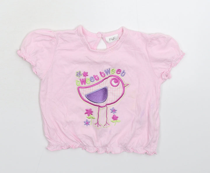 F&F Girls Pink Basic T-Shirt Size 12-18 Months