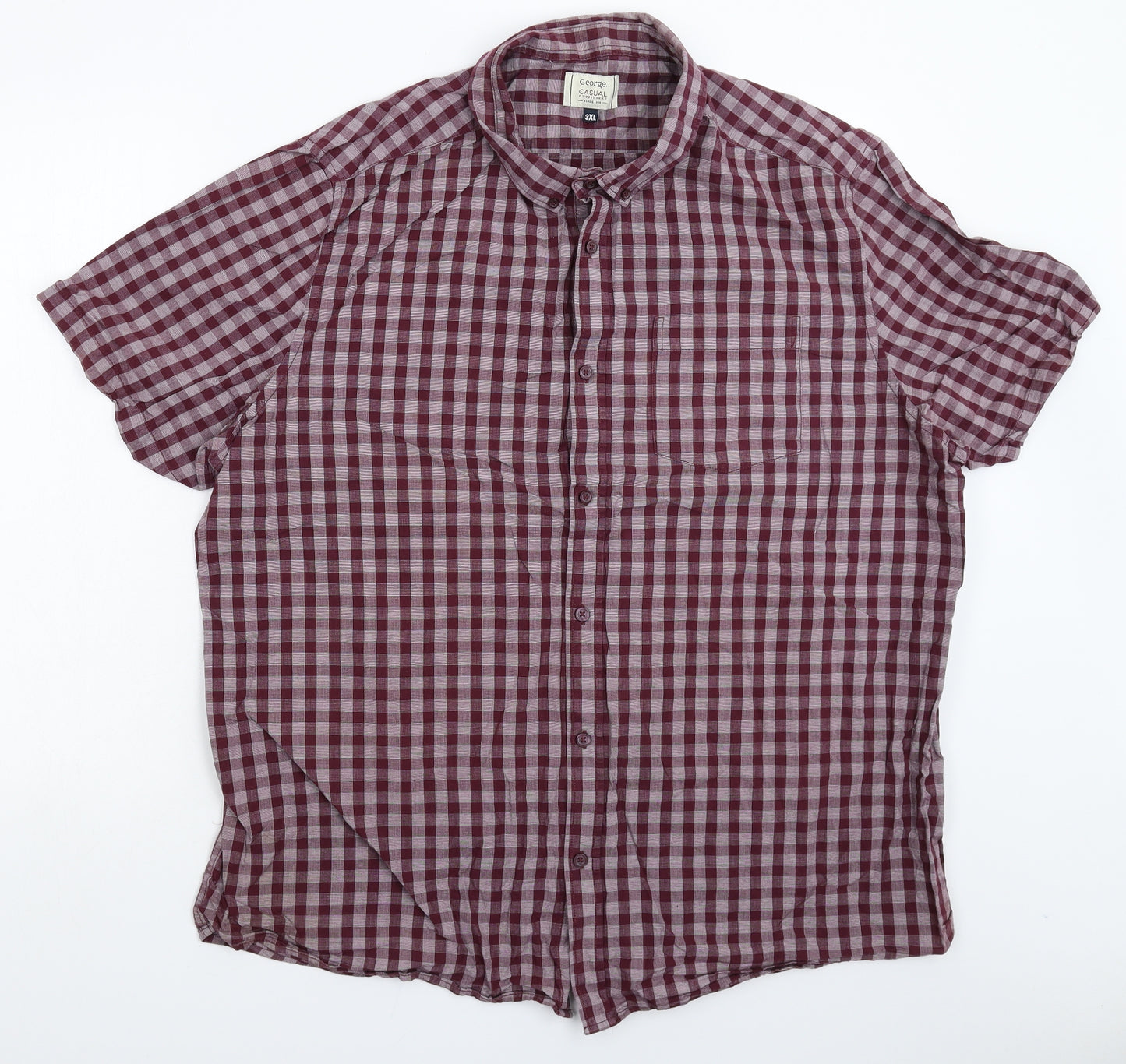 George Mens Purple Check   Button-Up Size 3XL