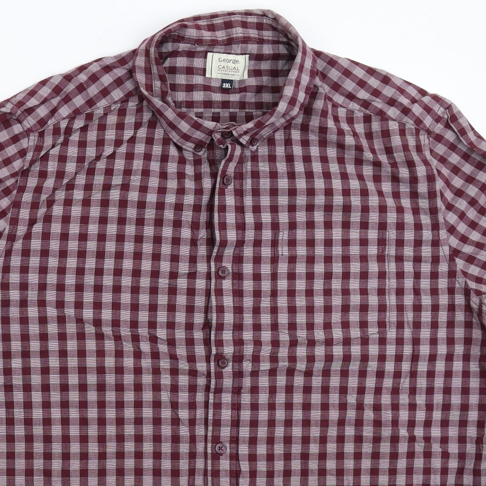 George Mens Purple Check   Button-Up Size 3XL