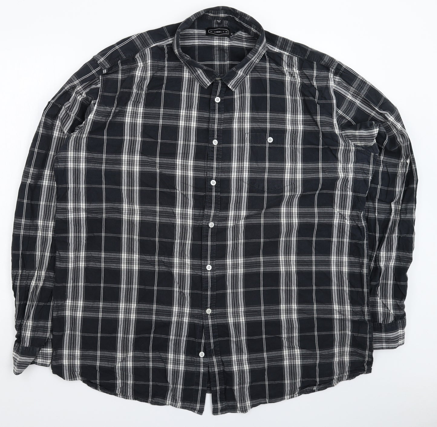 Label J Mens Grey Check   Button-Up Size 2XL