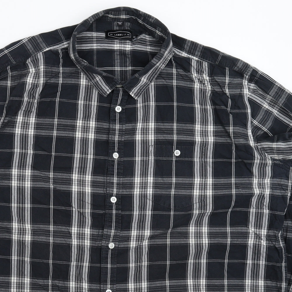 Label J Mens Grey Check   Button-Up Size 2XL