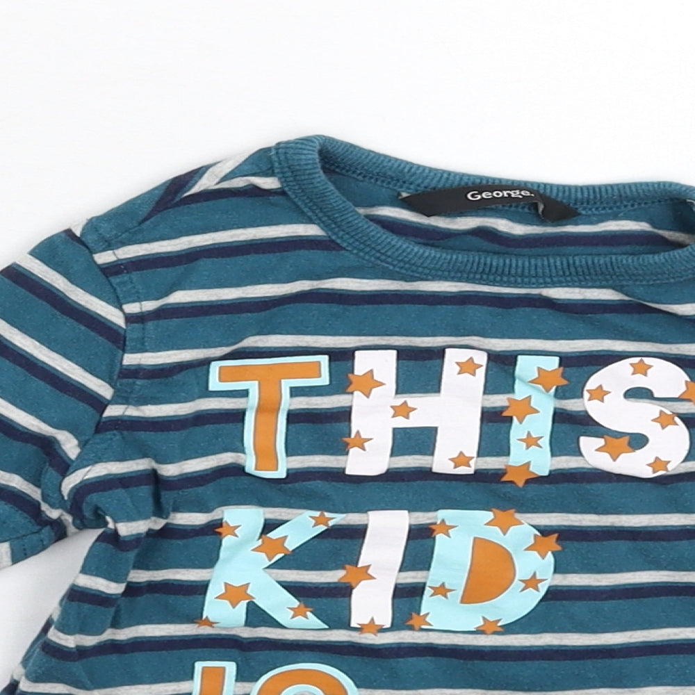 George Boys Multicoloured Striped  Basic T-Shirt Size 2-3 Years