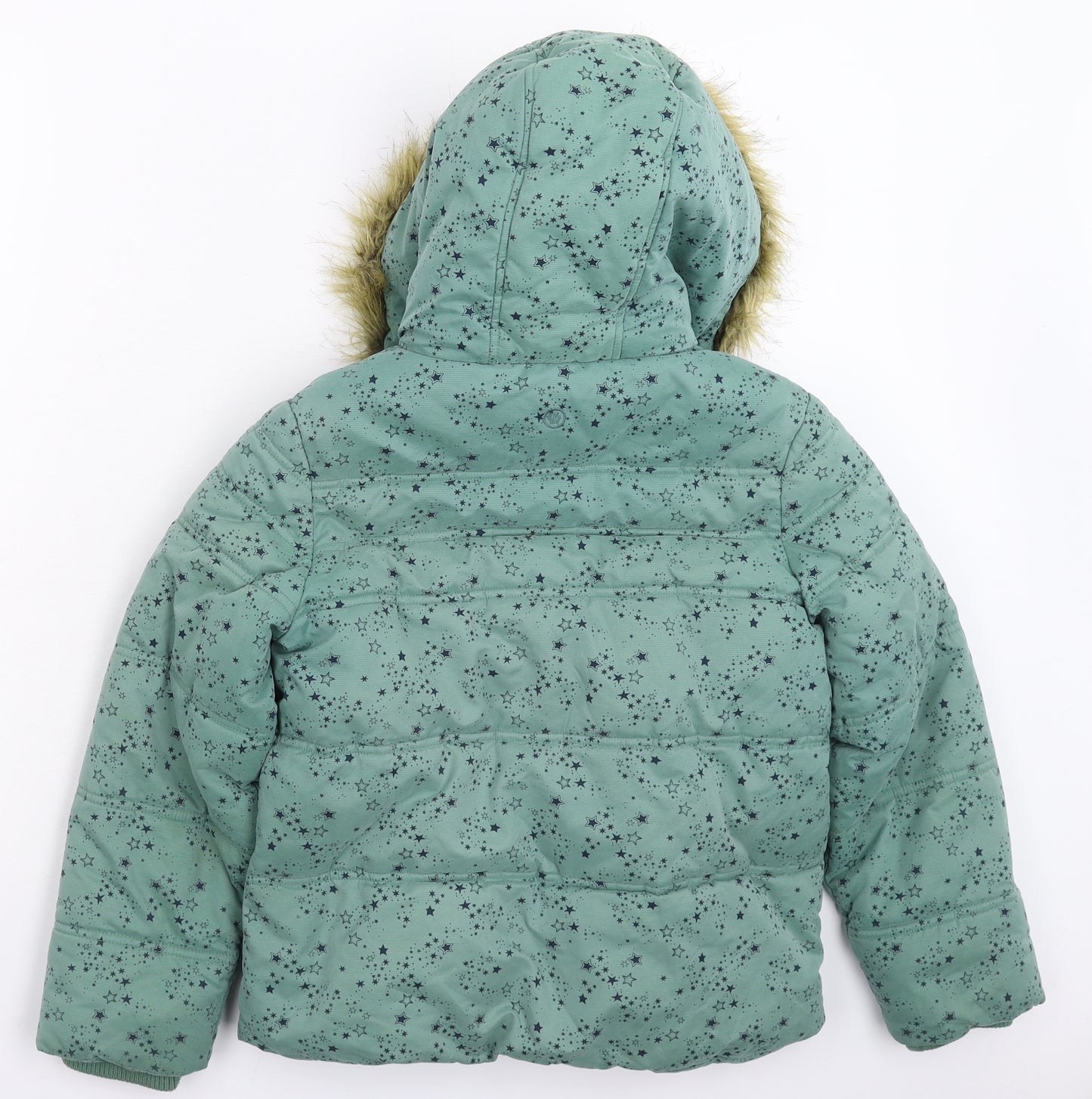 Fat Face Girls Green Geometric  Puffer Jacket Jacket Size 10-11 Years