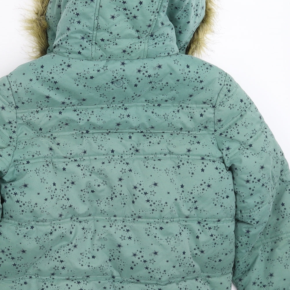 Fat Face Girls Green Geometric  Puffer Jacket Jacket Size 10-11 Years