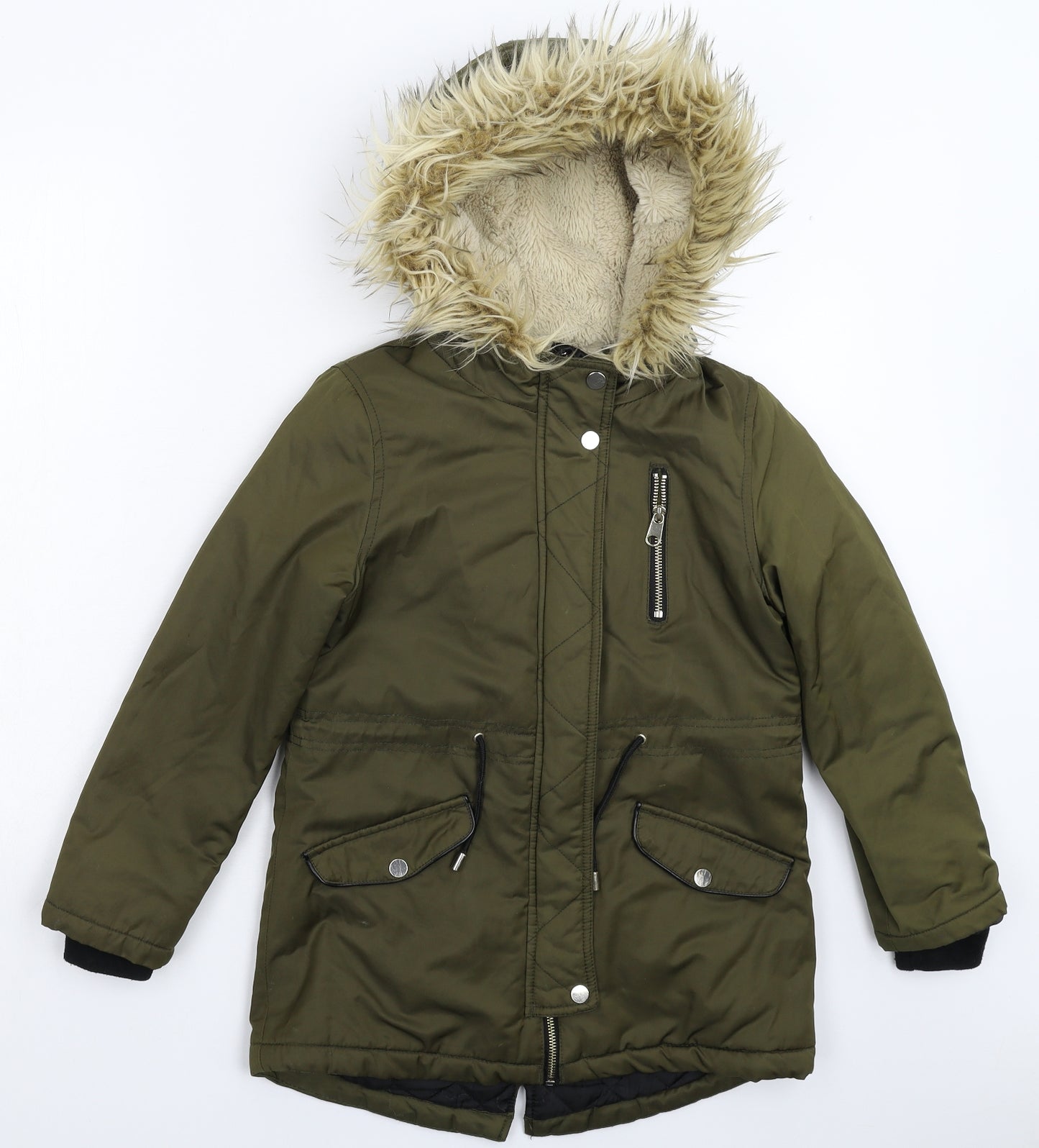 F&F Boys Green   Parka Coat Size 9-10 Years