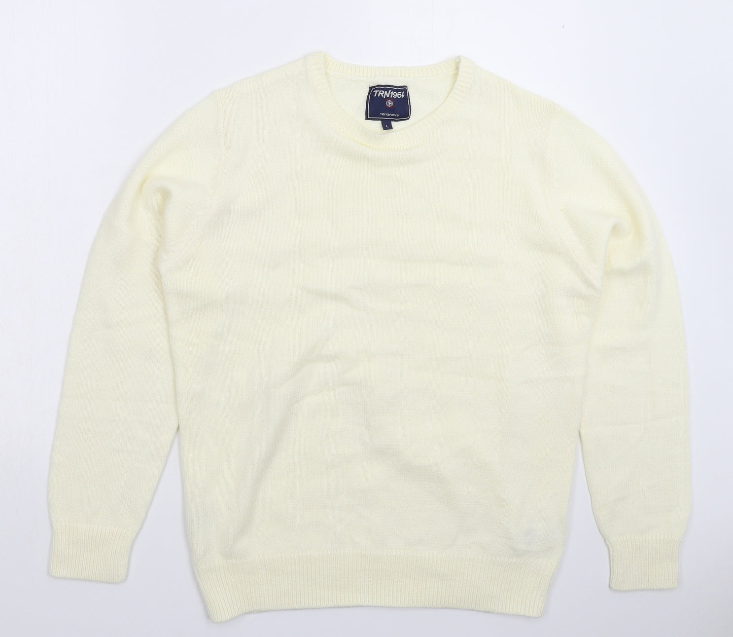 Terranova Mens White  Knit Pullover Jumper Size L