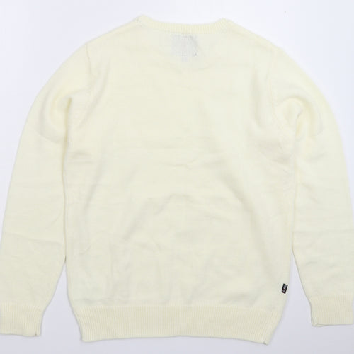 Terranova Mens White  Knit Pullover Jumper Size L