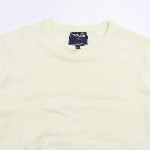 Terranova Mens White  Knit Pullover Jumper Size L