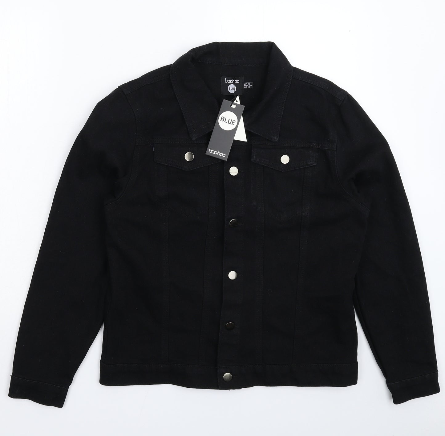 Boohoo Womens Black  Denim Jacket  Size 12