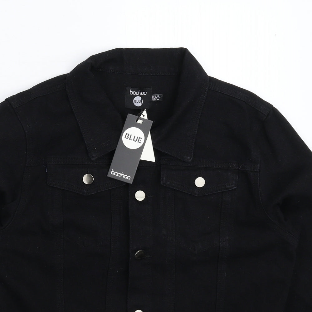 Boohoo Womens Black  Denim Jacket  Size 12