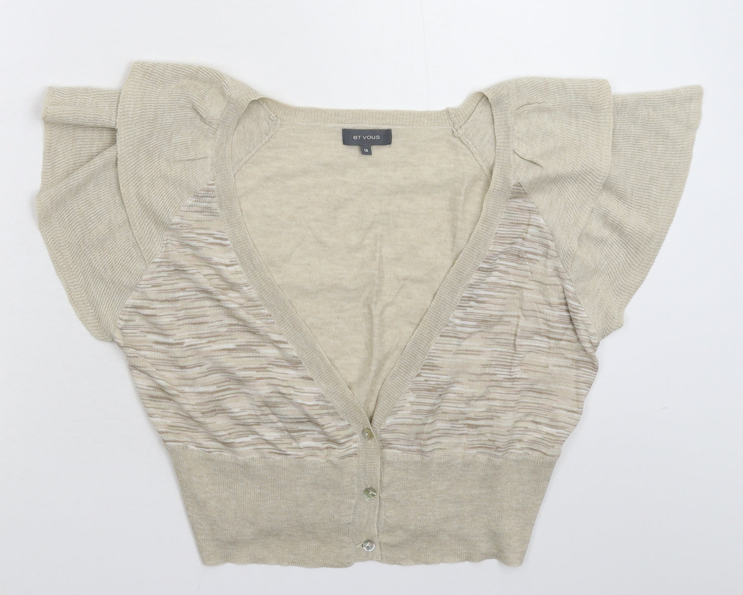 Et Vous Womens Beige  Knit Cardigan Jumper Size 18