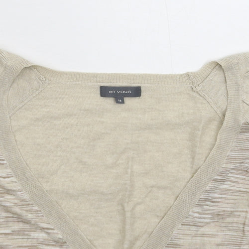 Et Vous Womens Beige  Knit Cardigan Jumper Size 18