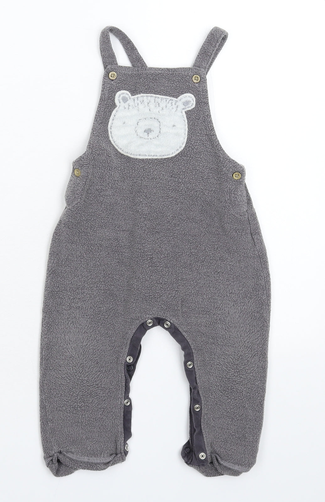 NEXT Baby Grey  Fleece Dungaree One-Piece Size 12-18 Months