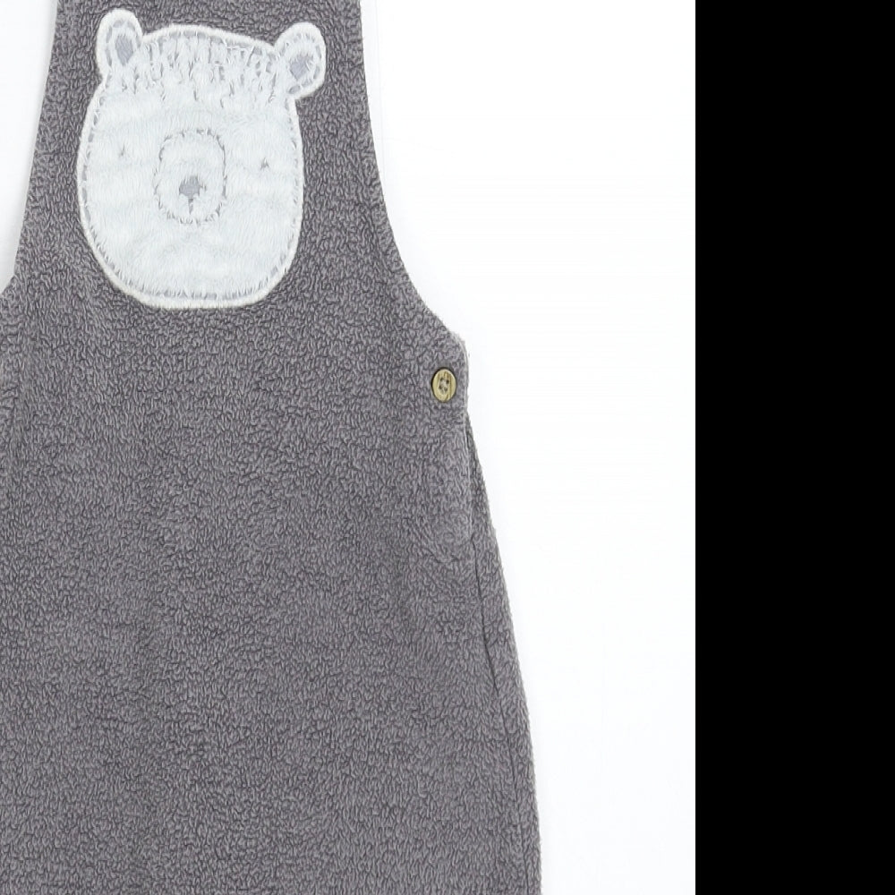 NEXT Baby Grey  Fleece Dungaree One-Piece Size 12-18 Months
