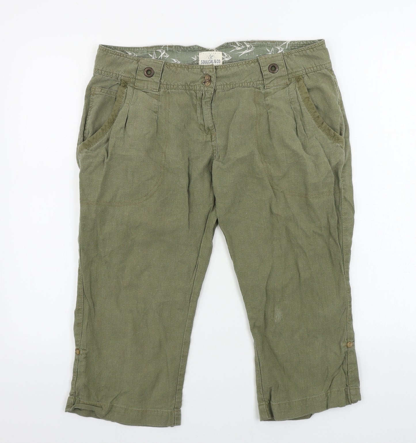 SoulCal&Co  Womens Green   Cropped Trousers Size 12